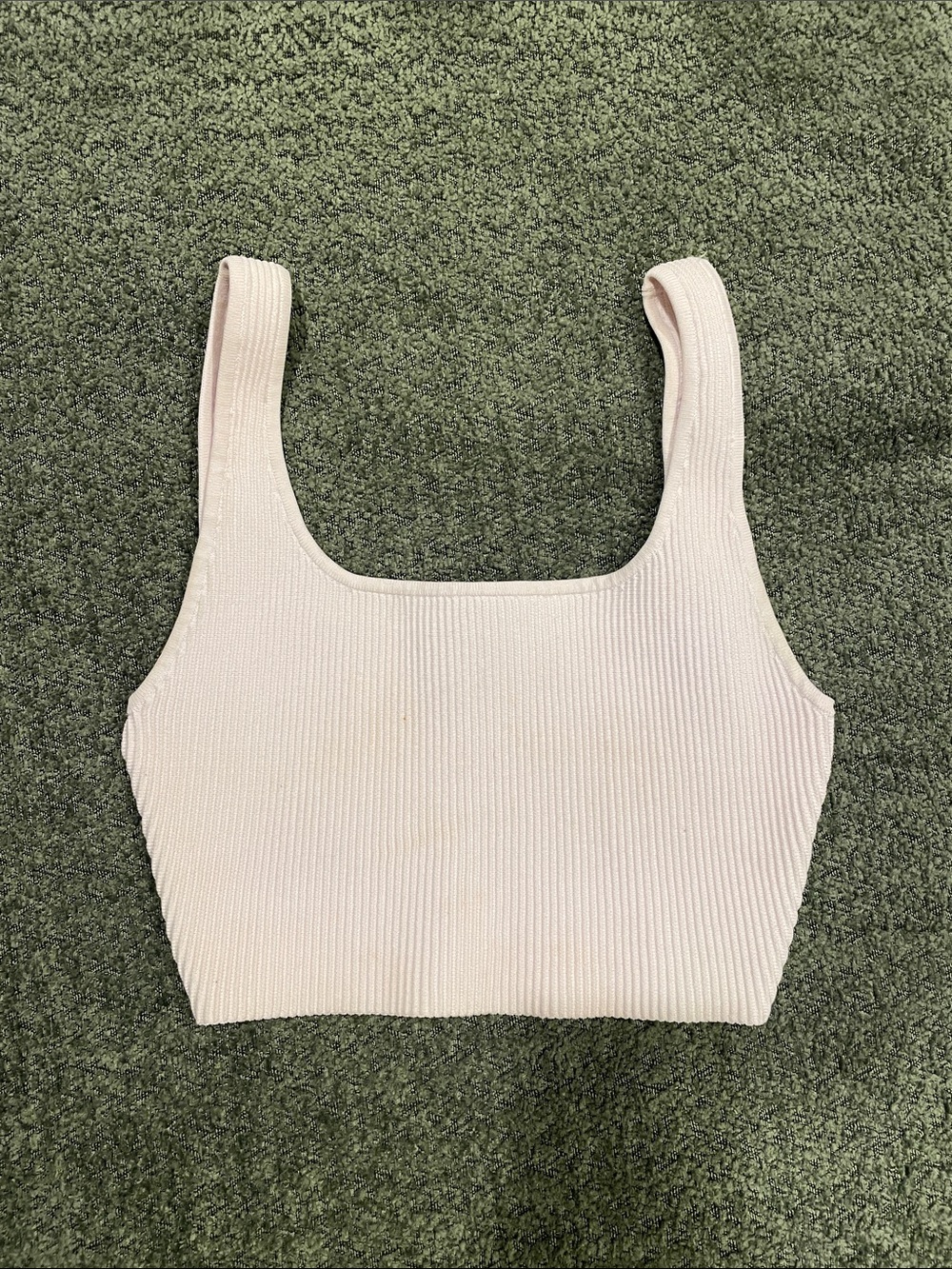 Babaton Ribbed Square-Neck Crop Top — Light Pink